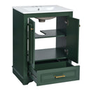 Bathroom Vanity With Ceramic Sink Combo, Modern Freestanding Storage Cabinet With Silver Handles