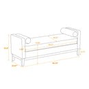 Elegant Upholstered Bench, Daybed, Ottoman With Wood Legs & Bolster Pillows - Ivory Boucle