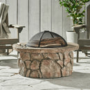 Outdoor 34" Lightweight Concrete Wood Burning Fire Pit - Stone Gray