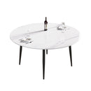 Modern Man-Made Stone Round Metal Dining Table-Position For 6 People