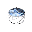 Lyda - Coffee Table - Blue Marble Print & Chrome