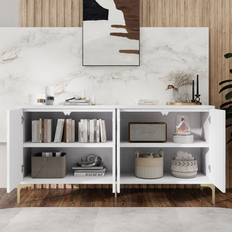 Modern Sideboard Buffet Cabinet With Handleless Press To Open Design With 4 Doors