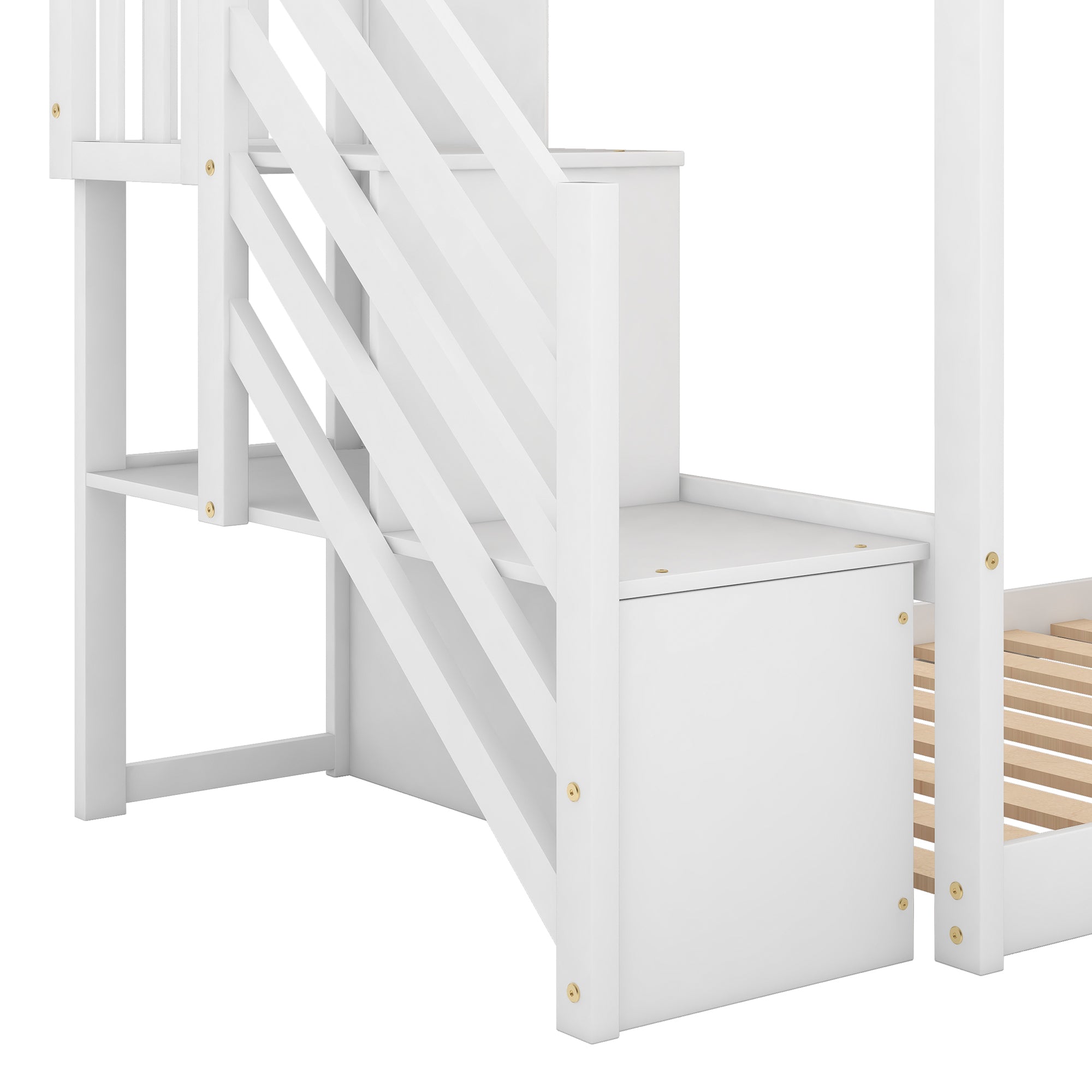 Twin over Twin Bunk Bed with Convertible Slide and Stairway, White - Atlantic Fine Furniture Melbourne FL