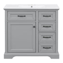 36" Bathroom Vanity With Sink, 2 Tip Out Drawers, Soft Close Hinges