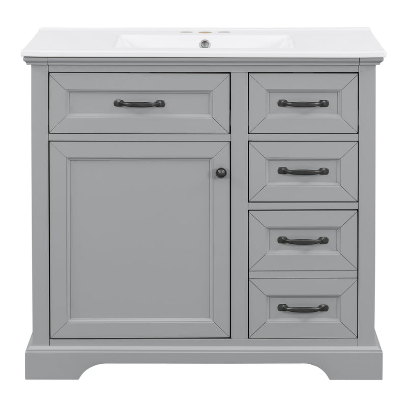 36" Bathroom Vanity With Sink, 2 Tip Out Drawers, Soft Close Hinges