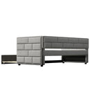 Upholstered Twin Size Daybed With Trundle, Padded Back And Sides - Gray