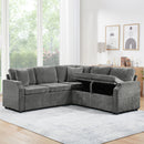Modern L Shaped Sectional Sofa Bed With Hidden Storage Chenille Upholstery