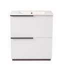 Fluted Bathroom Vanity With Ceramic Sink, Soft Close Slides