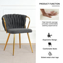 Modern Simple Linen Dining Chair With Plated Metal Legs (Set of 2)
