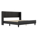 King size Upholstered Platform Bed Frame with Headboard, Mattress Foundation, Wood Slat Support, Quiet, no Box Spring Needed, Easy to Assemble BLACK