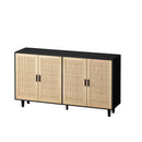 Elegant And Functional 4 Door Rattan Decorative Storage Cabinet