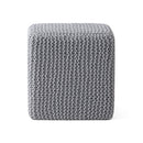 Chabani - Indoor Modern Knitted Fabric Cube Pouf Ottoman - Light Gray