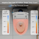 Smart Toilet Bidet Combo With Foot Sensor, LED Display, Heated Seat And Airflow, Ceramic - White