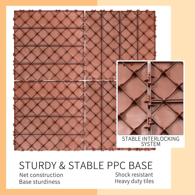 Plastic Interlocking Deck Tiles, Waterproof All Weather Use