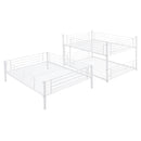 Full-Full-Full Metal  Triple Bed  with Built-in Ladder, Divided into Three Separate Beds,White(OLD SKU:LP000297AAK)