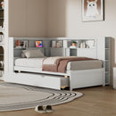 Daybed With Storage Shelves, USB Charging, And Trundle Bed