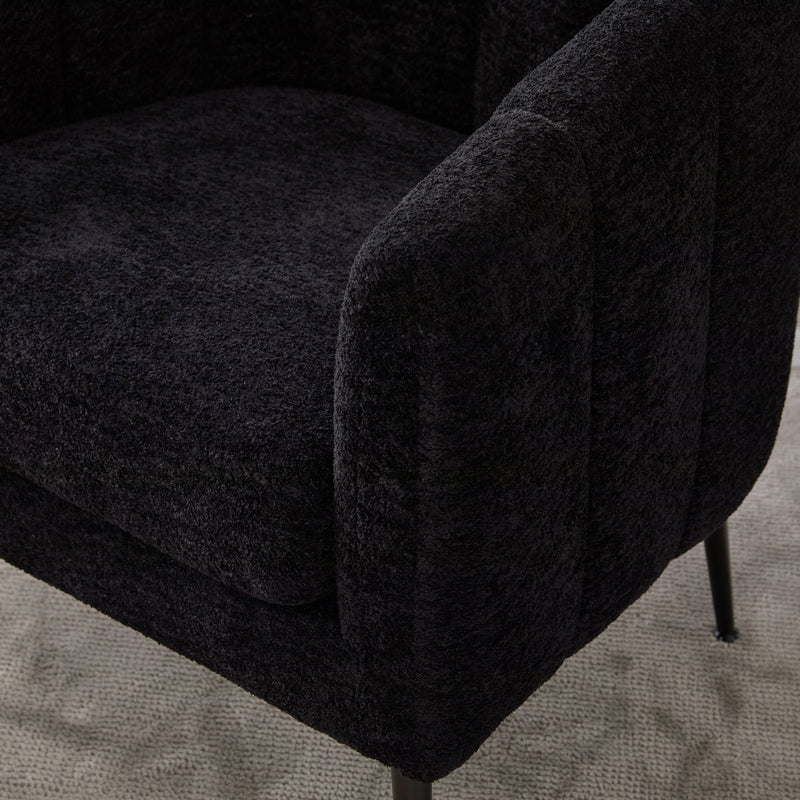 3 Piece Living Room Furniture Set Sofa & Armchairs - Black