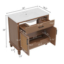 Bathroom Vanity With Ceramic Sink, Modern Free Standing Cabinet With Soft Close Drawers