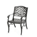 Luminea - Outdoor Aluminum Dining Chair With Scroll Design, Lattice Pattern And Cabriole Legs - Bronze