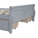 Full Size Wood Platform Bed with 4 Drawers and Streamlined Headboard & Footboard, Gray