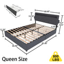 Bed With USB Charging Station, LED Lights, Headboard & Storage Drawers