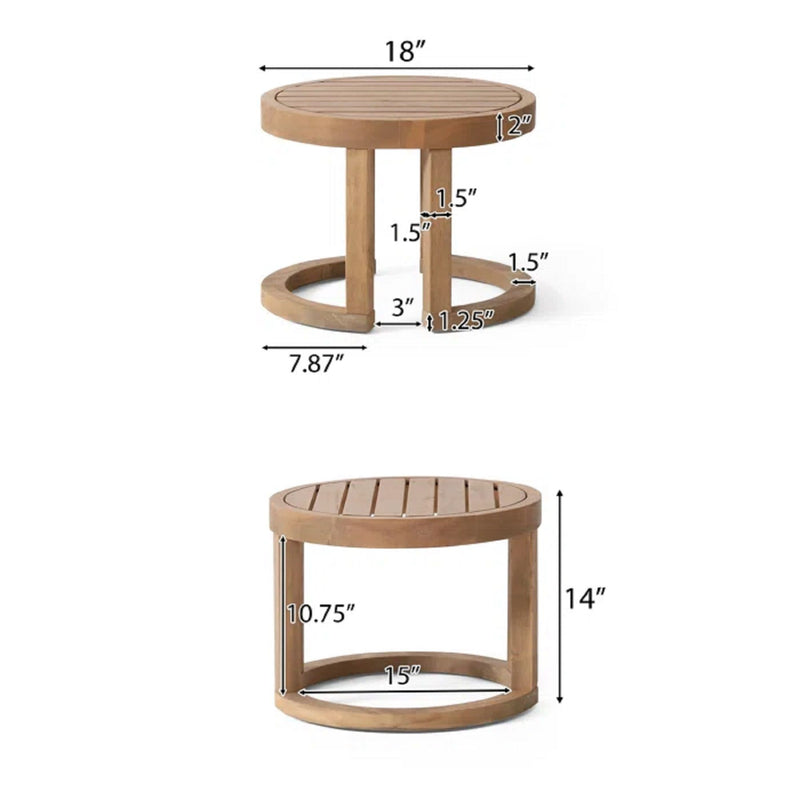 Outdoor Acacia Wood Side Table, Solid Side Table For Patio, Pool, Porch - Brown Wash