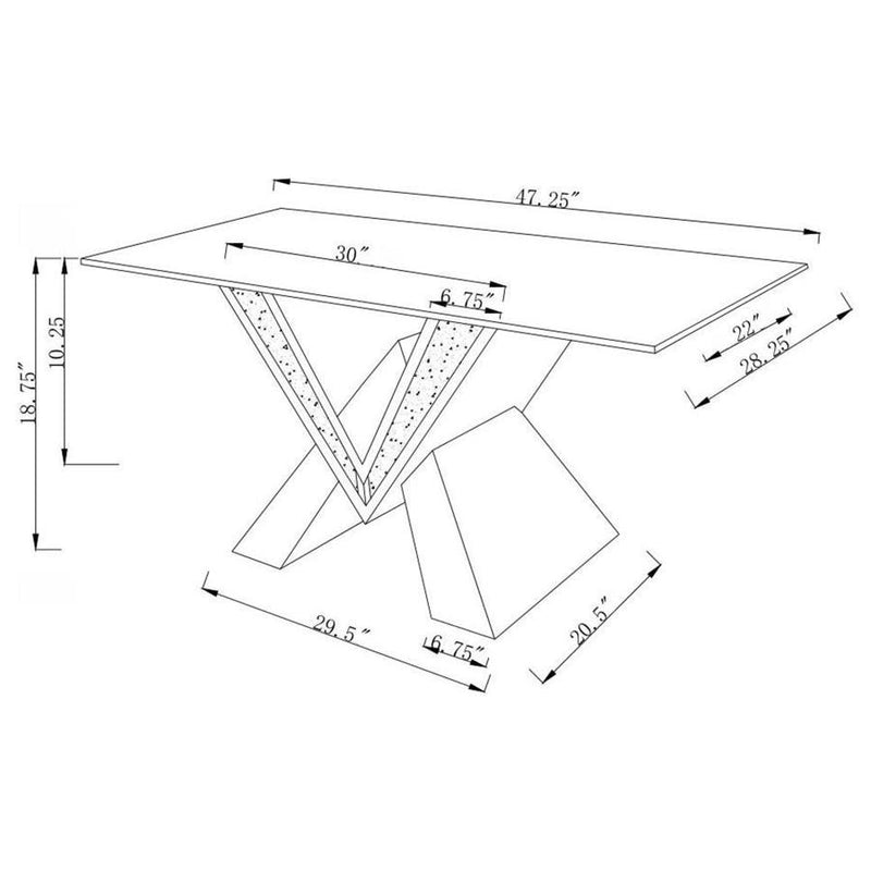 Taffeta - Glass Top Mirrored Acrylic Coffee Table - Silver