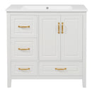 Bathroom Vanity With Sink, Soft Closing Doors & Drawers, Metal Handles