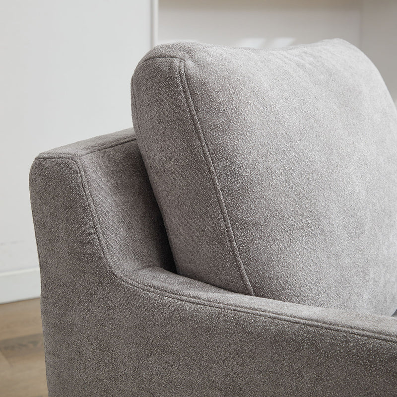 Upholstered Skirted Swivel Chair With Removable Back Cushion For Living Room