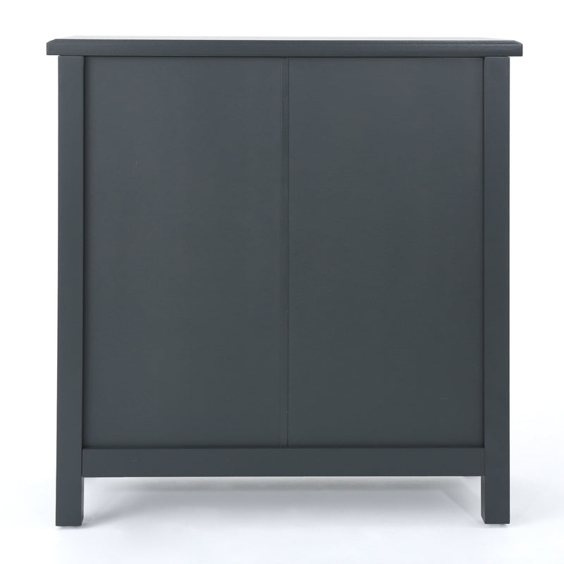 Firwood Mirror Finished Double Door Cabinet - Charcoal Gray