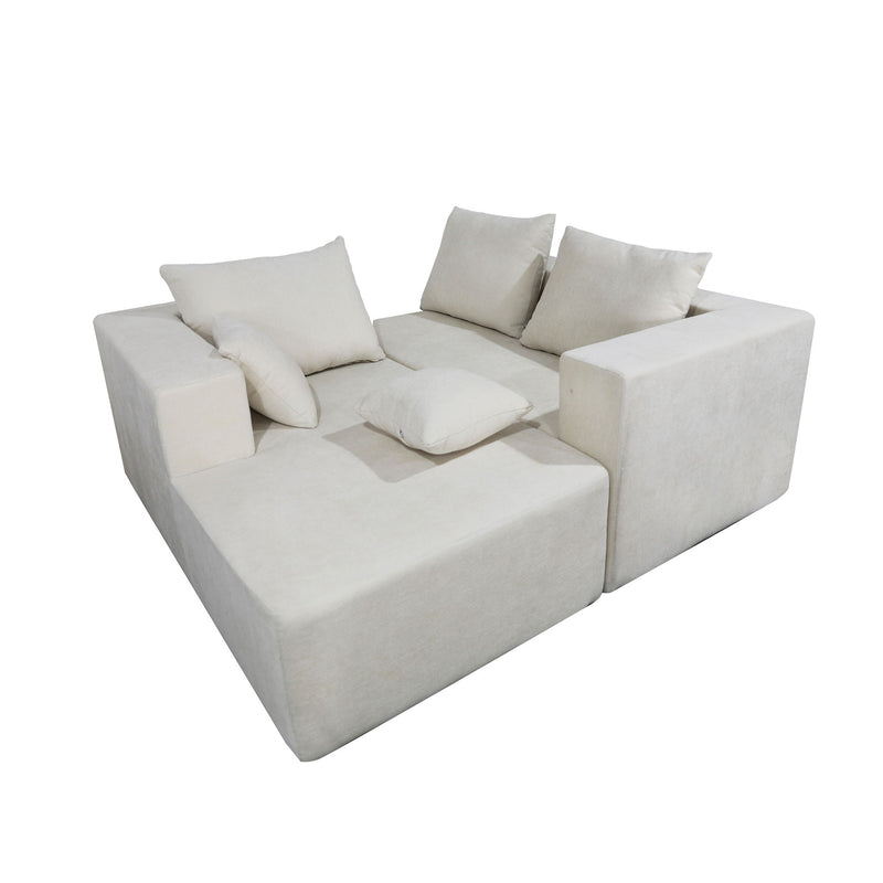 Modular Corner Sofa With Soft Linen Fabric