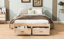 Full Size Platform Bed with 6 Storage Drawers,Antique Natural