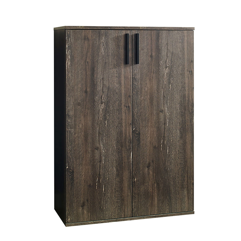 Luka - Farmhouse Rustic Five Shelf Wood Shoe Cabinet - Rustic Gray