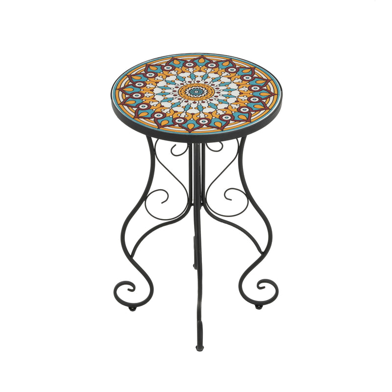 Colorful Outdoor Side Table With Ceramic Tile Top