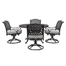 Stylish Outdoor 5 Piece Aluminum Dining Set With Cushion, Swivel And Rocking Chairs - Sandstorm