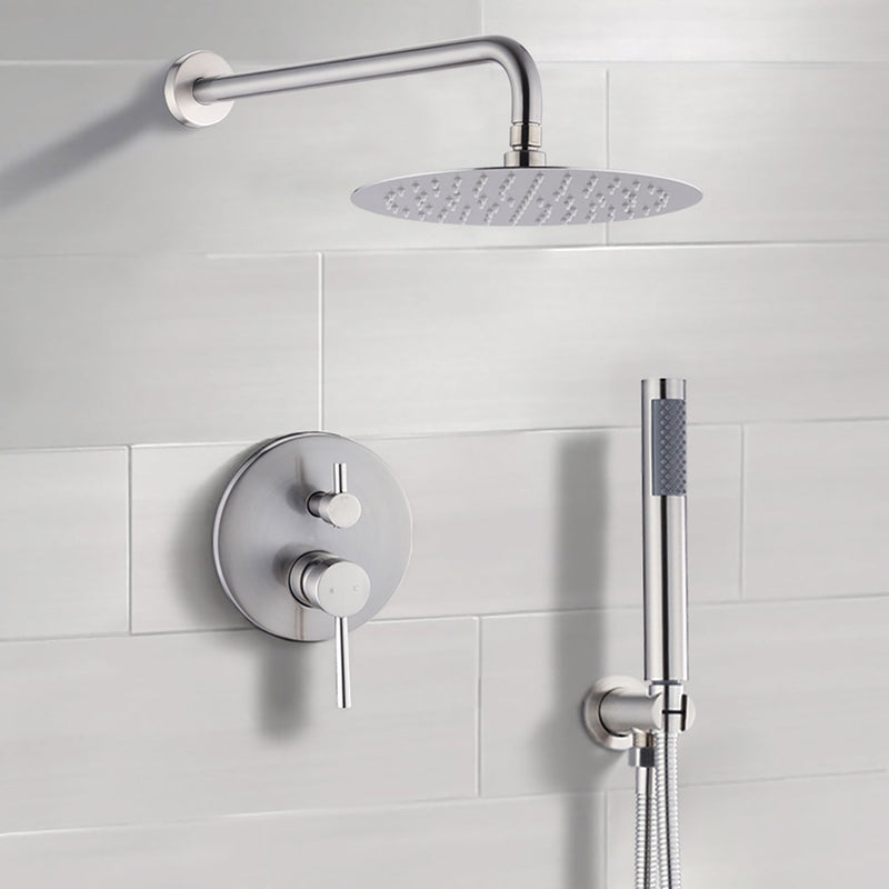 Elegant 10" Round Rain Shower Head And Handheld Set With Adjustable Tilt And Dual Modes - Brushed Nickel Silver