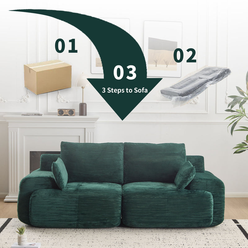 Compressed Sofa, 2 Seater Large Sectional Couches For Living Room - Green