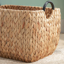 Rectangular Multi Purpose Water Hyacinth Woven Wicker Baskets With Handles - Natural / Brown
