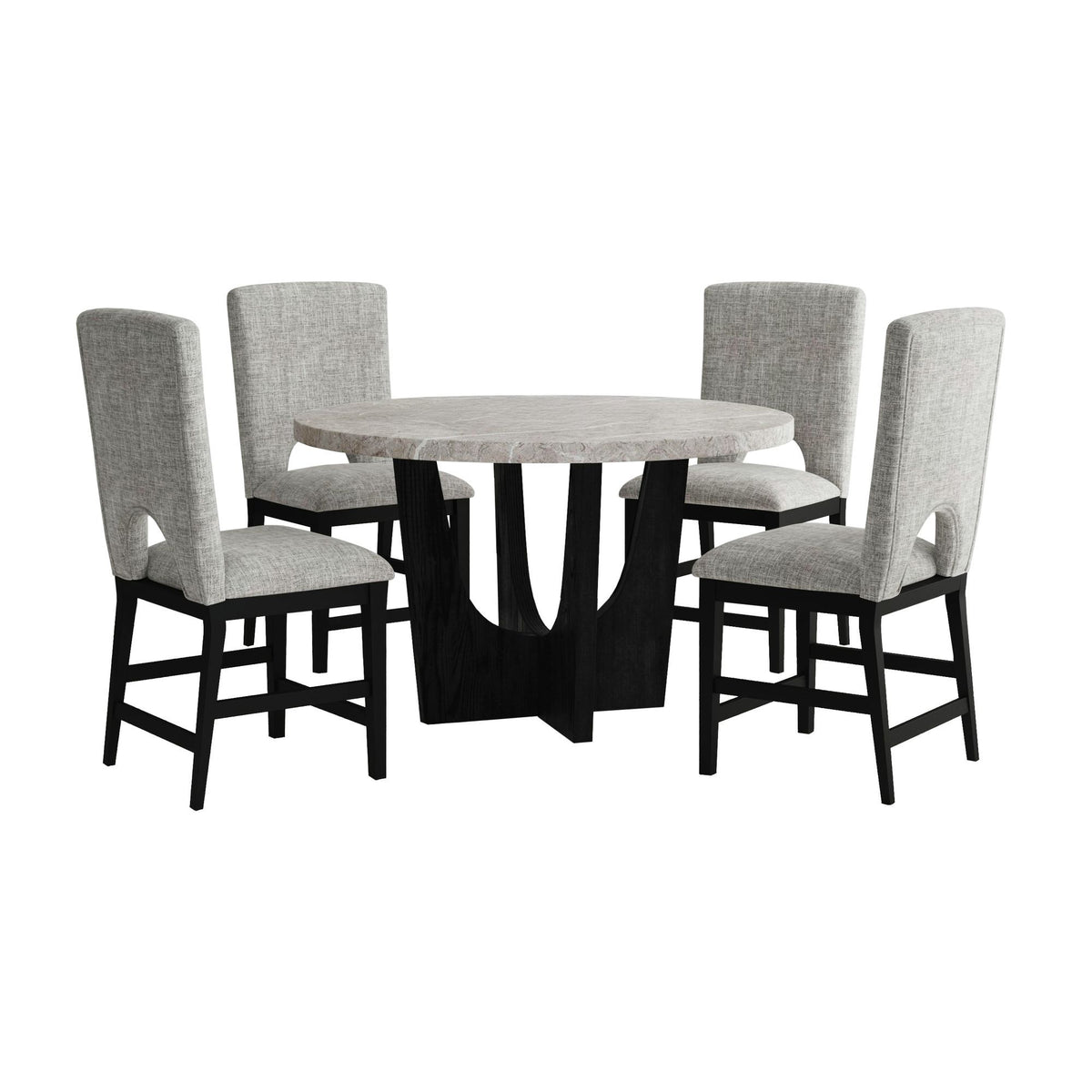 Oregon 5 Piece Counter Height Dining Set (Round Counter Table And Four Chairs) in Black by Elements International, view 3
