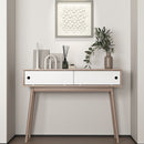 Rustic Entryway Console Table With Sliding White Doors And Wood Legs - Natural