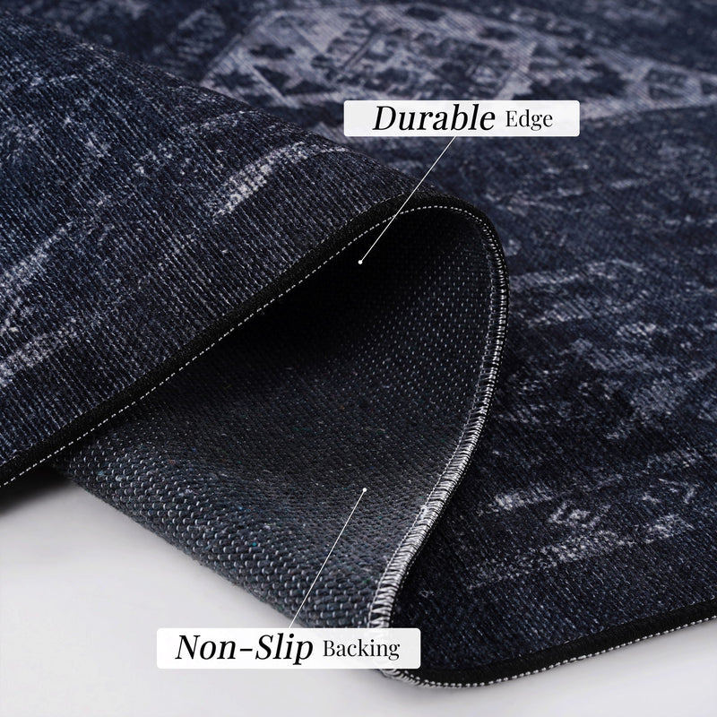 Maval - 5' X 8' Washable Area Rug - Black / Gray