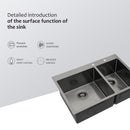 Double Bowl Kitchen Sink 16 Gauge 33" X 22" With 2 10" Deep Basins - Gunmetal Black