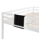 Full size Loft Bed Wood Bed with Slide, Stair and Chalkboard,White（Old SKU:WF282116AAK）