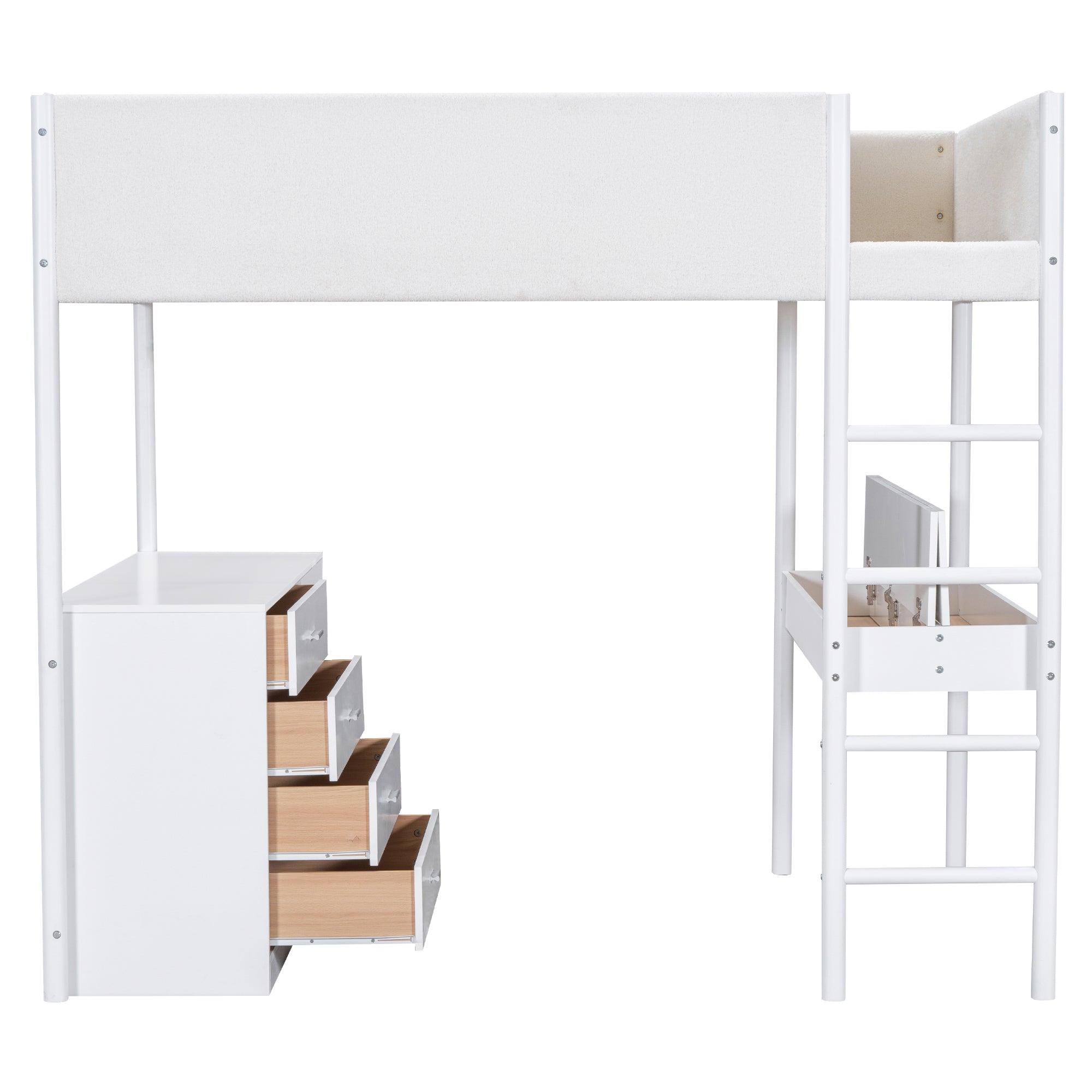 Full Size Teddy FleeceLoft Bed Wood Bed, White - Atlantic Fine Furniture Melbourne FL