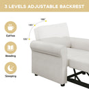 Modern 3 In 1 Convertible Sleeper Chair Bed, Linen Upholstery, Adjustable Backrest