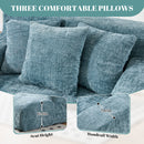 Chenille Interior Lazy Sofa Chaise Longue Armchair With 3 Pillows And Armrests