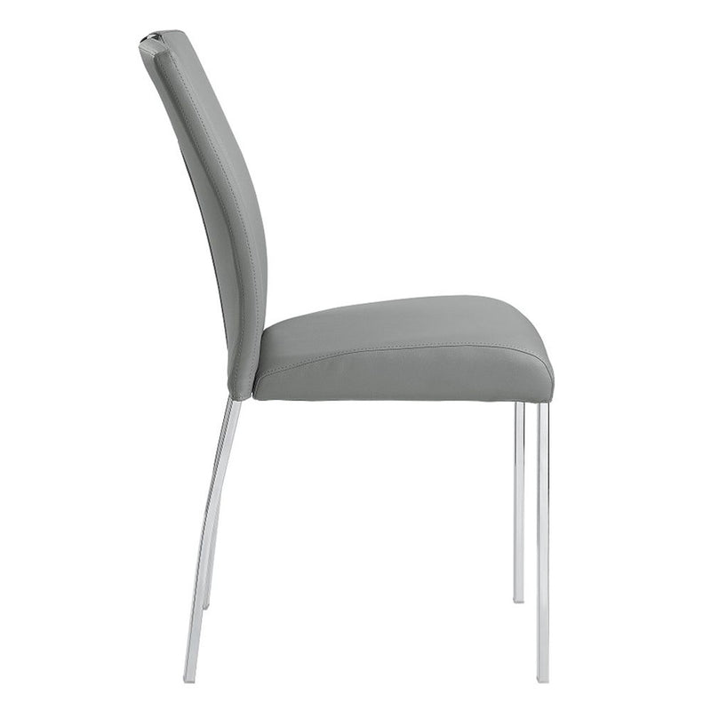 Pagan - Side Chair (Set of 2) - Gray Synthetic Leather & Chrome