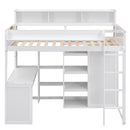 Loft Bed With Built In Desk, Storage Shelves, And Wardrobe