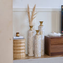 Floor Metal Vases Decorated Metal Vases (Set of 3) Gorgeous Home Decoration Large Glazed Metal Vases - White / Gold