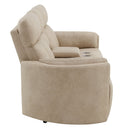 Elison - Motion Loveseat With Console - Dark Beige Polish Microfiber